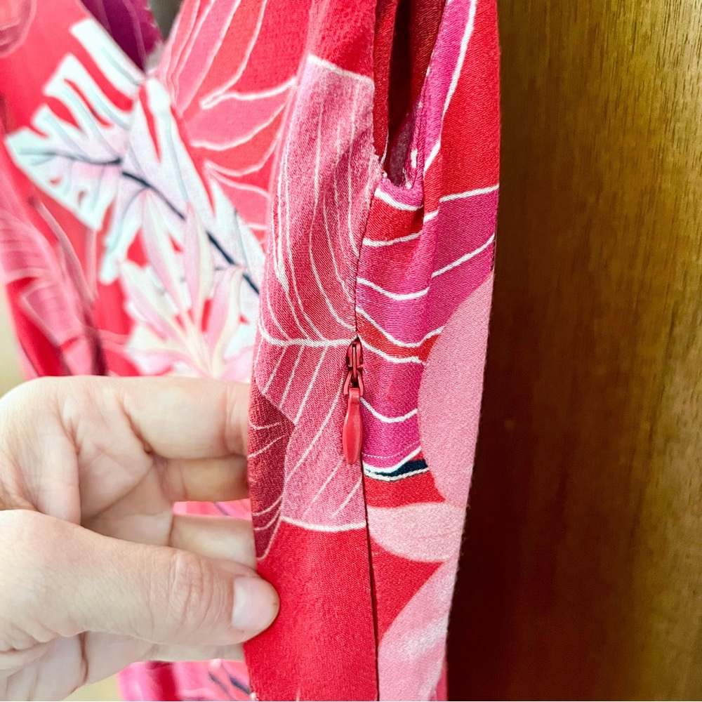 LAST CHANCE ‼️ Farm Rio Philipa Maxi Dress Red Tropical Floral Palm Leaf Boho - Picture 11 of 13